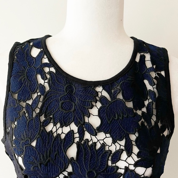 NWOT Anthropologie Postmark | Blue/Black Koria Embroidered Lace Sleeveless Top - Picture 5 of 14